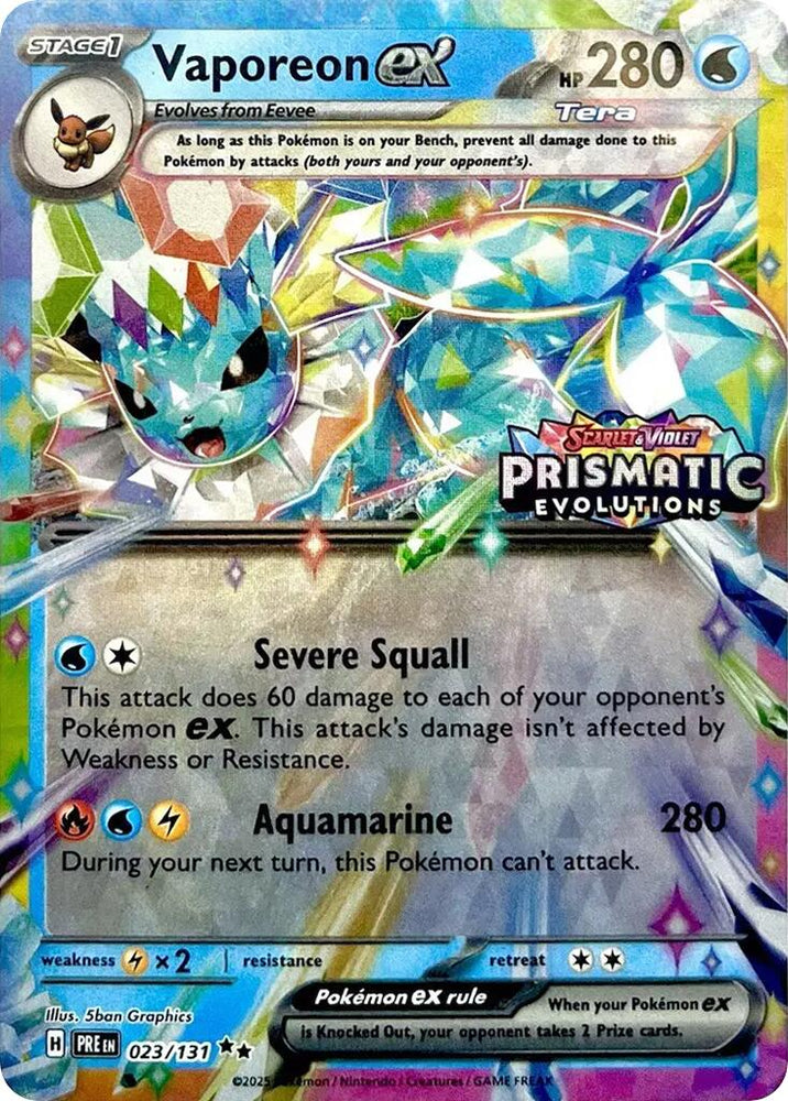 Vaporeon ex (023/131) (Prismatic Evolutions Stamp) [Scarlet & Violet: Prismatic Evolutions]