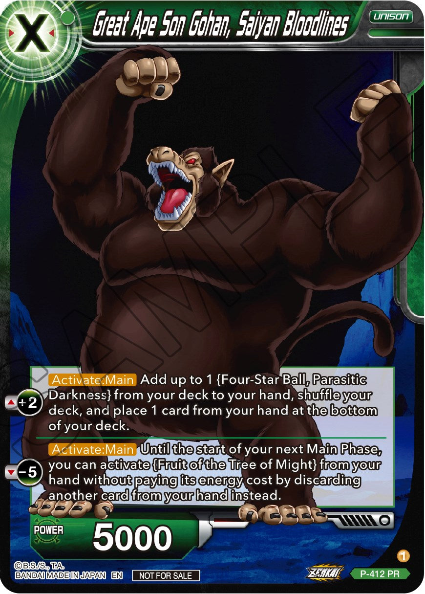 Great Ape Son Gohan, Saiyan Bloodlines (Zenkai Series Tournament Pack Vol.1) (P-412) [Tournament Promotion Cards]